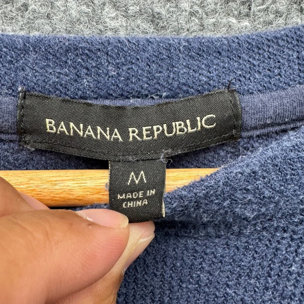 Banana Republic Sweatshirt Mens M Blue Long Sleeve Textured Fleece Pullover
